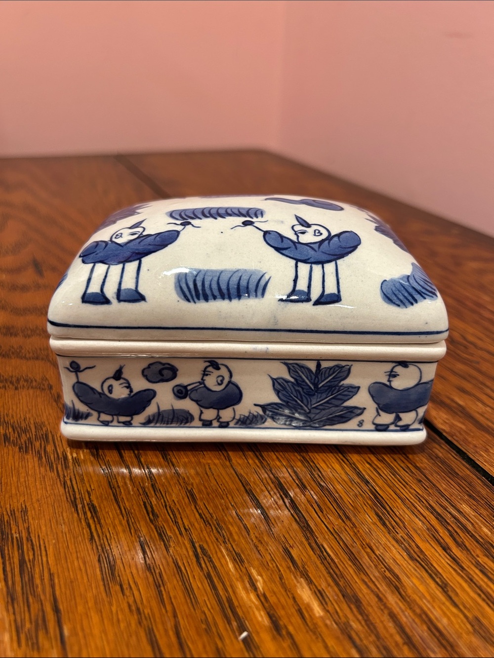 Blue and White Ceramic Decorative Trinket Box